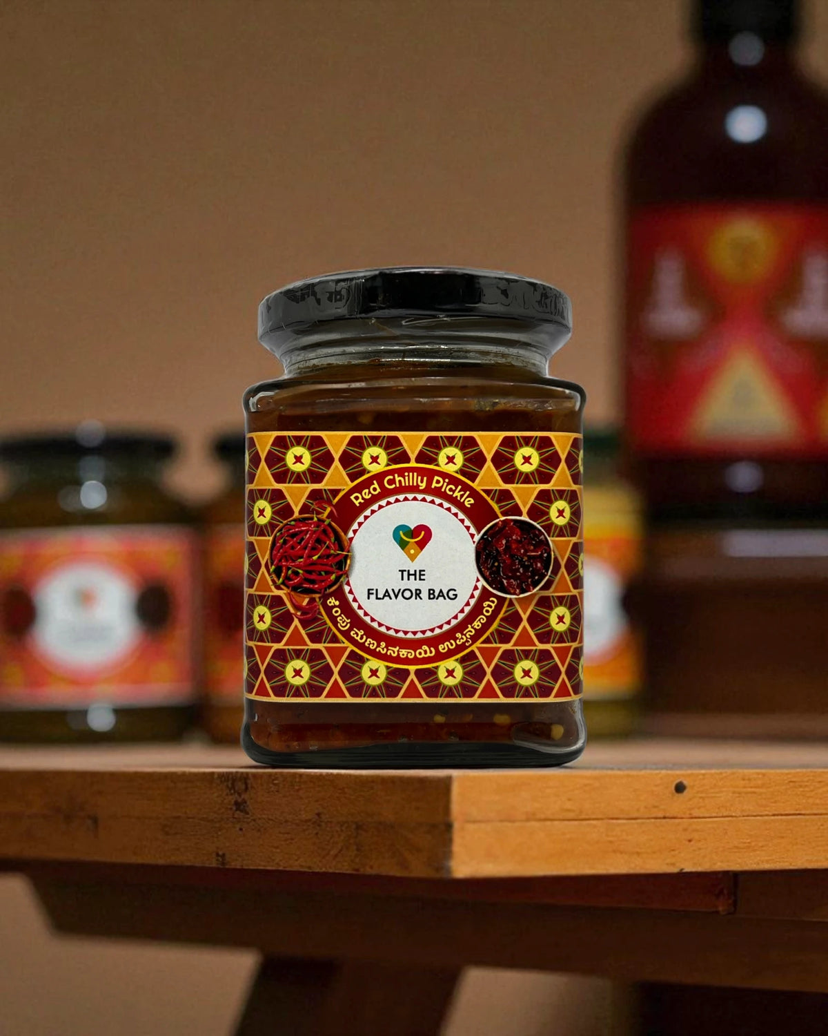 Red Chilli Pickle (With Garlic) | Authentic South Indian | 250g | The Flavor Bag