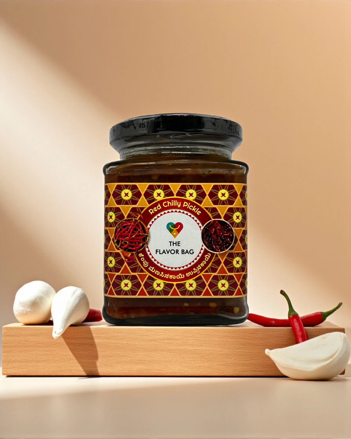 Red Chilli Pickle (With Garlic) | Authentic South Indian | 250g | The Flavor Bag